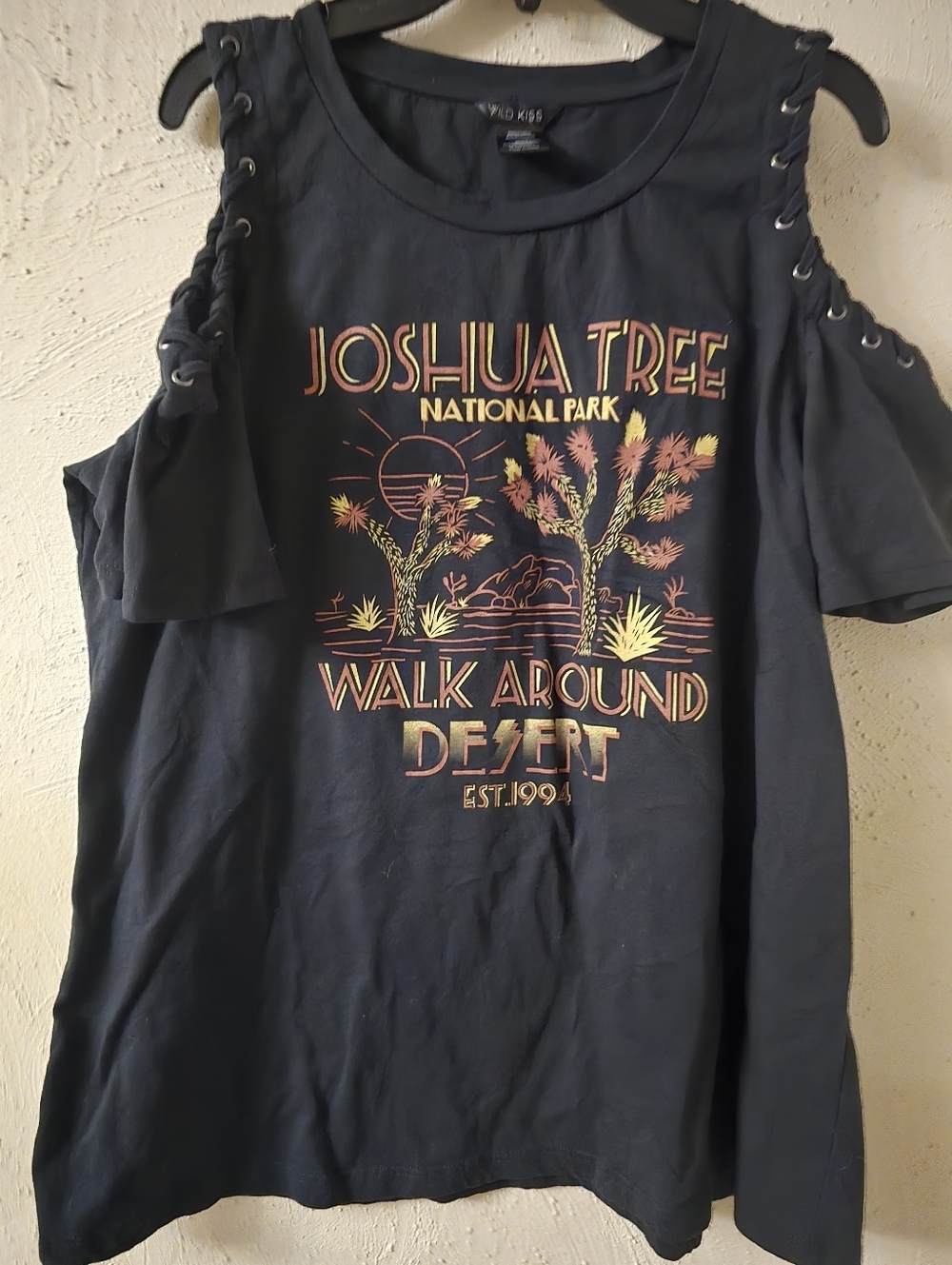 Joshua Tree Graphic Cold-Shoulder Tee - Black
